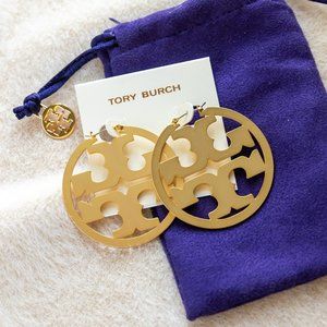 TORY BURCH Gold Miller hoop Statement earrings